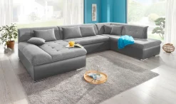 Outlet BADER Wohnlandschaft mit Bettfunktion GRAU-SILBER