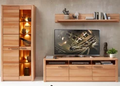 Clearance BADER Wohnwand mit LED-Beleuchtung und Softclose KERNBUCHE