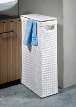 Hot BADER Wäschekorb mit Polyrattan-Geflecht WEISS