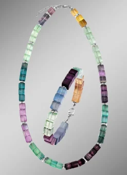 Clearance BADER Wunderschöne Garnitur mit Hämatit, beh. und Fluorit in Multicolor