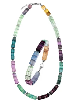 Clearance BADER Wunderschöne Garnitur mit Hämatit, beh. und Fluorit in Multicolor