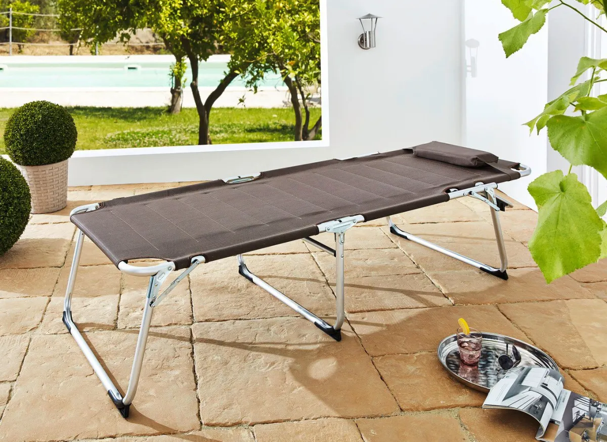 Outlet BADER XXL-Gartenliege mit 4-fach verstellbarem Kopfteil TAUPE
