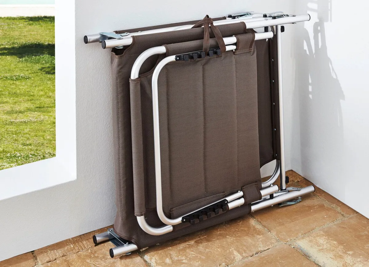 Outlet BADER XXL-Gartenliege mit 4-fach verstellbarem Kopfteil TAUPE