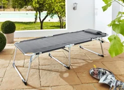 BADER XXL-Gartenliege mit 4-fach verstellbarem Kopfteil GRAU