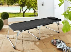 Discount BADER XXL-Gartenliege mit 4-fach verstellbarem Kopfteil SCHWARZ