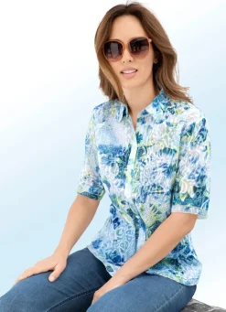 New BADER Zart transparente Bluse BLEU-BUNT