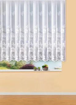 BADER Zauberhafter Blumenfenster-Store in Jacquard-Qualität WEISS