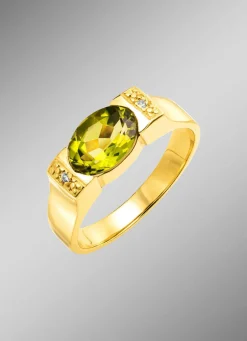 Best BADER Zeitlos eleganter Damenring mit echt Peridot und 2 Diamanten