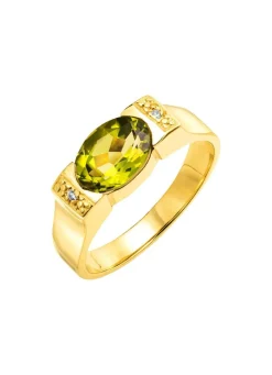 Best BADER Zeitlos eleganter Damenring mit echt Peridot und 2 Diamanten