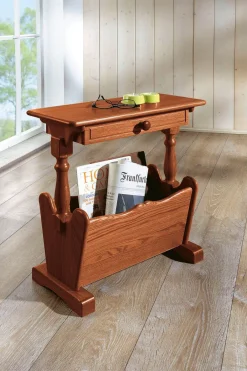 New BADER Zeitungstisch aus massivem Eichenholz NUSSBAUM