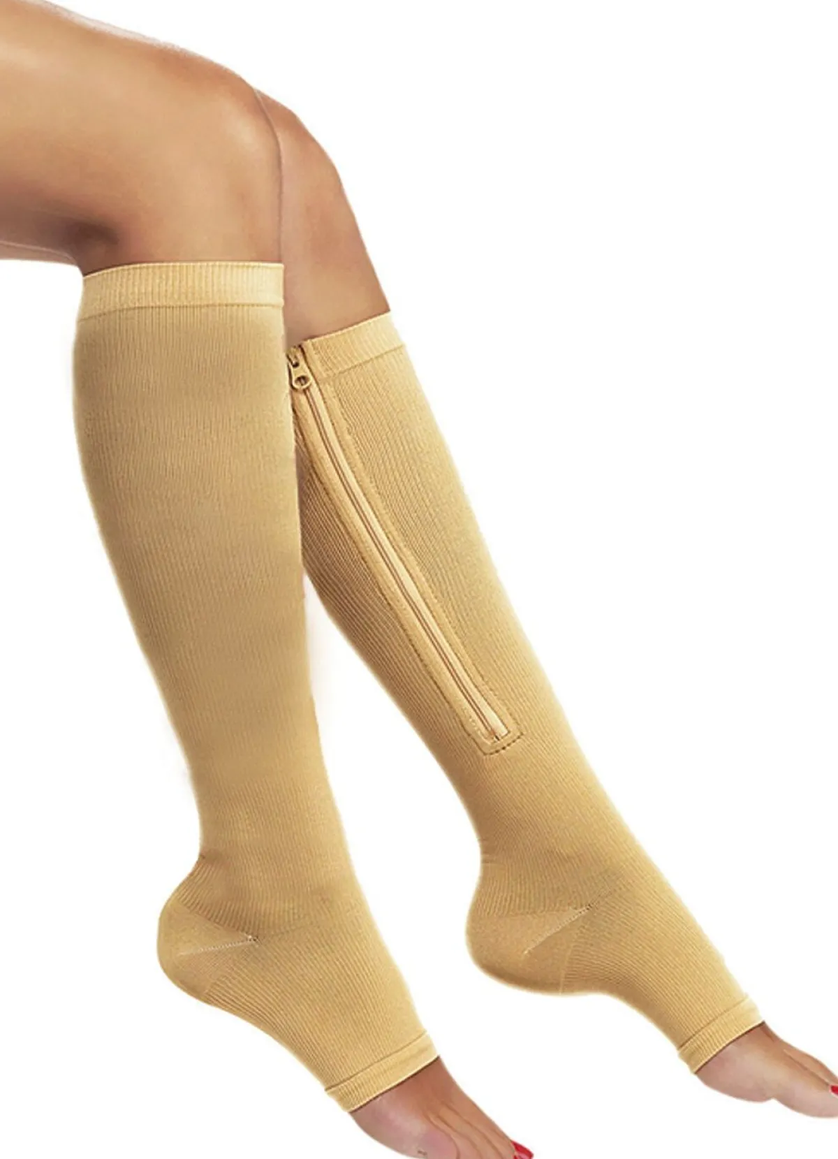 New MEDIA SHOP Zip Sox Kompressionsstrümpfe mit Reißverschluss BEIGE