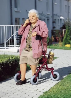 New BADER Zusammenklappbarer Rollator mit Feststellbremse SILBER