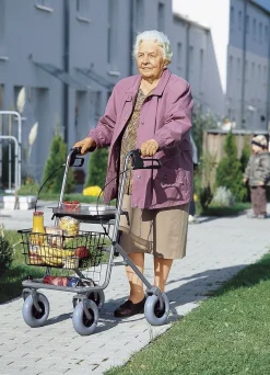 New BADER Zusammenklappbarer Rollator mit Feststellbremse SILBER
