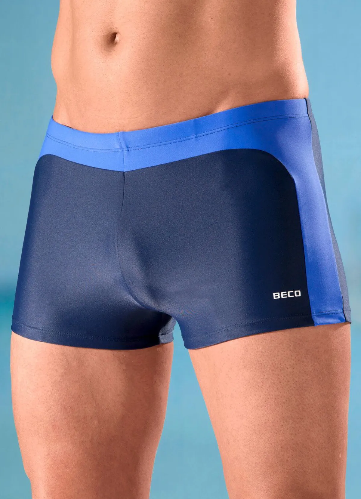 BADER Zweierpack Badepants mit farbigen Einsätzen 1X MARINE-BLAU, 1X SCHWARZ-ROT
