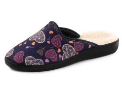 Sale BADER Zweierpack, gefütterte Damen-Hausschuhe, Weite H, mit Textildruck 1X BORDEAUX, 1X MARINE