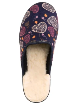 Sale BADER Zweierpack, gefütterte Damen-Hausschuhe, Weite H, mit Textildruck 1X BORDEAUX, 1X MARINE