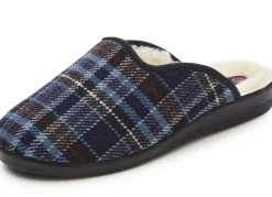 Outlet BADER Zweierpack, gefütterte Herren-Hausschuhe, mit Wolle 1XBRAUN,1XBLAU