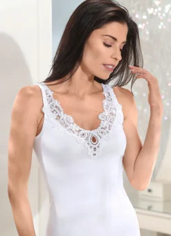 Sale MONAMI Zweierpack Hemden mit Stickereispitze WEISS