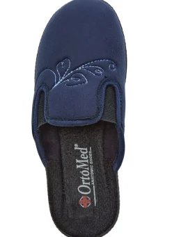 Outlet BADER Zweierpack, klassische Damen-Hausschuhe, Weite H, mit Gummizug 1x MARINE 1x CHIANTI