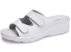 BADER Zweierpack klassische Damen-Pantoletten, Weite H, mit Klettverschluss 1X WEISS, 1X SCHWARZ