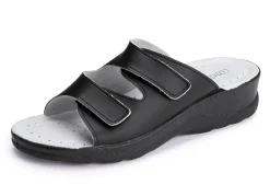 BADER Zweierpack klassische Damen-Pantoletten, Weite H, mit Klettverschluss 1X WEISS, 1X SCHWARZ