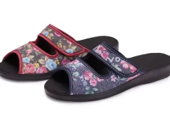 Clearance BADER Zweierpack, klassische Damen-Hausschuhe, Weite H, mit Klettverschluss 1X BLAU, 1X ROT