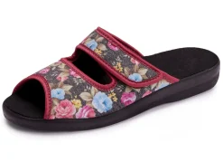 Clearance BADER Zweierpack, klassische Damen-Hausschuhe, Weite H, mit Klettverschluss 1X BLAU, 1X ROT