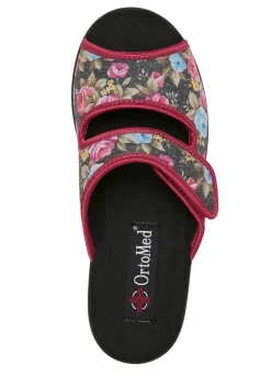 Clearance BADER Zweierpack, klassische Damen-Hausschuhe, Weite H, mit Klettverschluss 1X BLAU, 1X ROT