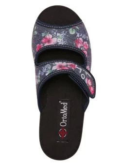 Clearance BADER Zweierpack, klassische Damen-Hausschuhe, Weite H, mit Klettverschluss 1X BLAU, 1X ROT