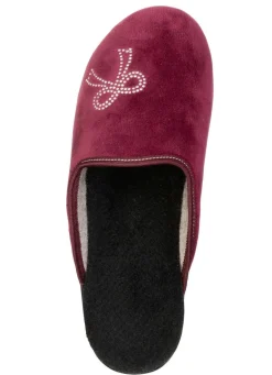 Discount BADER Zweierpack, klassische Damen-Hausschuhe, Weite G, mit funkelnden Glitzersteinchen 1X BORDEAUX, 1X CAMEL
