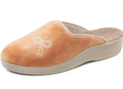 Discount BADER Zweierpack, klassische Damen-Hausschuhe, Weite G, mit funkelnden Glitzersteinchen 1X BORDEAUX, 1X CAMEL