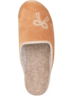 Discount BADER Zweierpack, klassische Damen-Hausschuhe, Weite G, mit funkelnden Glitzersteinchen 1X BORDEAUX, 1X CAMEL