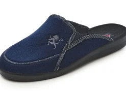 Clearance BADER Zweierpack, klassische Herren-Hausschuhe, Weite H, mit Gummizug BLAU+SCHWARZ