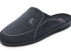 Clearance BADER Zweierpack, klassische Herren-Hausschuhe, Weite H, mit Gummizug BLAU+SCHWARZ