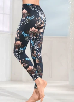 New BADER Zweierpack Leggings mit bequemem Dehnbund 1X NACHTBLAU-BUNT BEDRUCKT, 1X NACHTBLAU