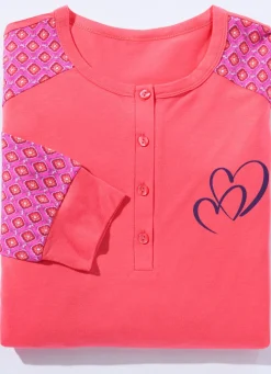Discount BADER Zweierpack Nachthemden mit seitlichem Schlitz und Knopfleiste 1X FUCHSIA, 1X ORANGE