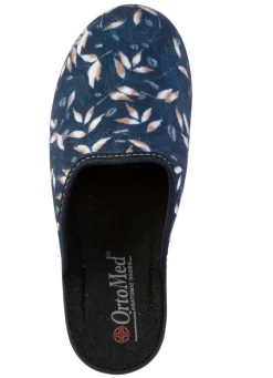 Outlet BADER Zweierpack Pantoffeln aus samtig, weichem, bedrucktem Textilmaterial 1X BLAU, 1X BORDEAUX