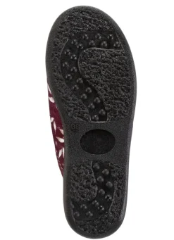 Outlet BADER Zweierpack Pantoffeln aus samtig, weichem, bedrucktem Textilmaterial 1X BLAU, 1X BORDEAUX