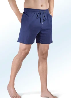 Outlet BADER Zweierpack Schlaf- und Freizeithosen kurz mit Durchzugsband 1X MARINE, 1X GRAU MELIERT