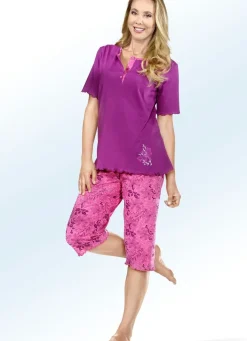New BADER Zweierpack Schlafanzüge, Kurzarm mit Knopfleiste 1X BEERE-FUCHSIA, 1X FUCHSIA-BEERE