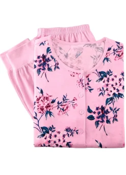 COMTESSA Zweierpack Schlafanzüge, Langarm und Knopfleiste 1X SALBEI-BUNT, 1X ROSÉ-BUNT