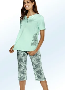 Hot BADER Zweierpack Schlafanzüge mit platziertem Druck und wadenlanger Hose LACHS/MINT