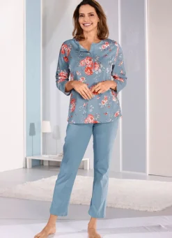 Outlet COMTESSA Zweierpack Schlafanzüge mit langen Ärmeln und langer Hose 1X TAUBENBLAU-BUNT, 1X BUNT-TAUBENBLAU