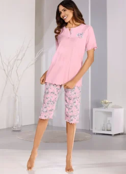 Online BADER Zweierpack Schlafanzüge mit kurzen Ärmeln und wadenlanger Hose 1X MINT-GRAFIT, 1X ROSENQUARZ-GRAFIT