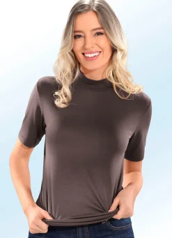 Hot BADER Zweierpack Shirts mit Stehkragen und kurzen Ärmeln 1X RAUCHBLAU, 1X TAUPE
