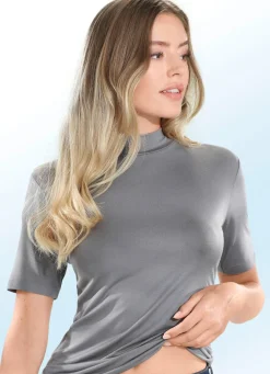 Clearance BADER Zweierpack Shirts mit Stehkragen und kurzen Ärmeln 1X GRAFIT, 1X JEANSBLAU