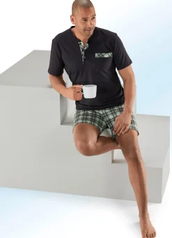 Hot BADER Zweierpack Shortys mit Knopfleiste und Brusttasche 1X ANTHRAZIT-GRÜN, 1X PAZIFIK-TÜRKIS