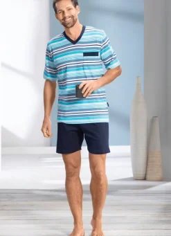 Sale BADER Zweierpack Shortys mit V-Ausschnitt 1X BLAU-BORDEAUX-MARINE, 1X RAUCHBLAU-TÜRKIS-NAVY