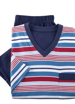 Sale BADER Zweierpack Shortys mit V-Ausschnitt 1X BLAU-BORDEAUX-MARINE, 1X RAUCHBLAU-TÜRKIS-NAVY