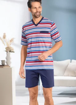 Sale BADER Zweierpack Shortys mit V-Ausschnitt 1X BLAU-BORDEAUX-MARINE, 1X RAUCHBLAU-TÜRKIS-NAVY